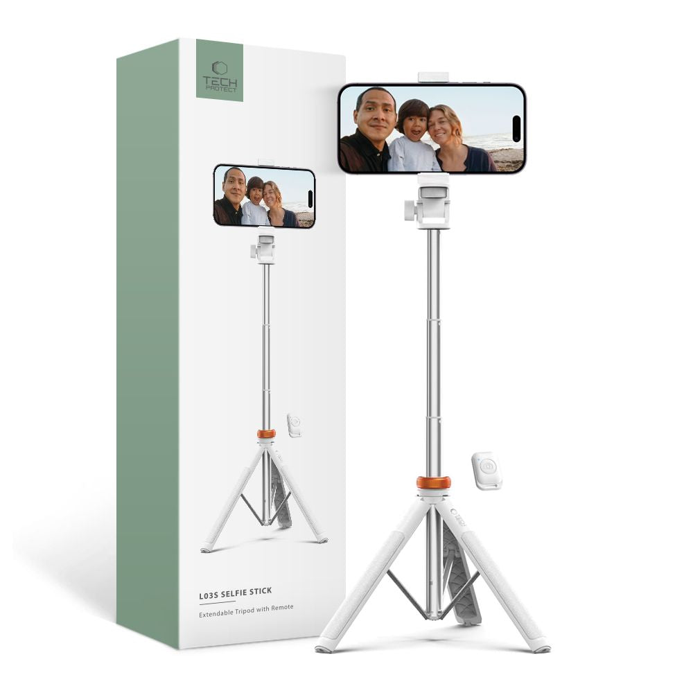 SELFIE TYČ TECH-PROTECT L03S BLUETOOTH SELFIE STICK TRIPOD WHITE