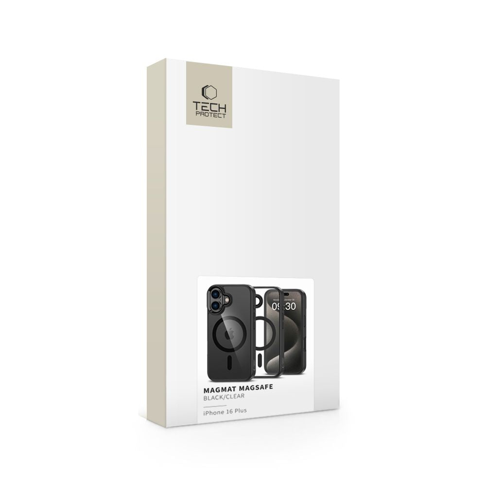 KRYT NA IPHONE 16 PLUS TECH-PROTECT MAGMAT MAGSAFE BLACK/CLEAR