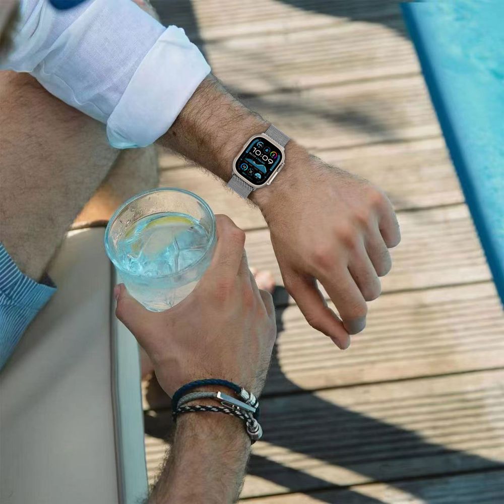 REMIENOK TECH-PROTECT MILANO APPLE WATCH 6 / 7 / 8 / 9 / 10 / SE / ULTRA 1 / 2 (44 / 45 / 46 / 49 MM) TITANIUM