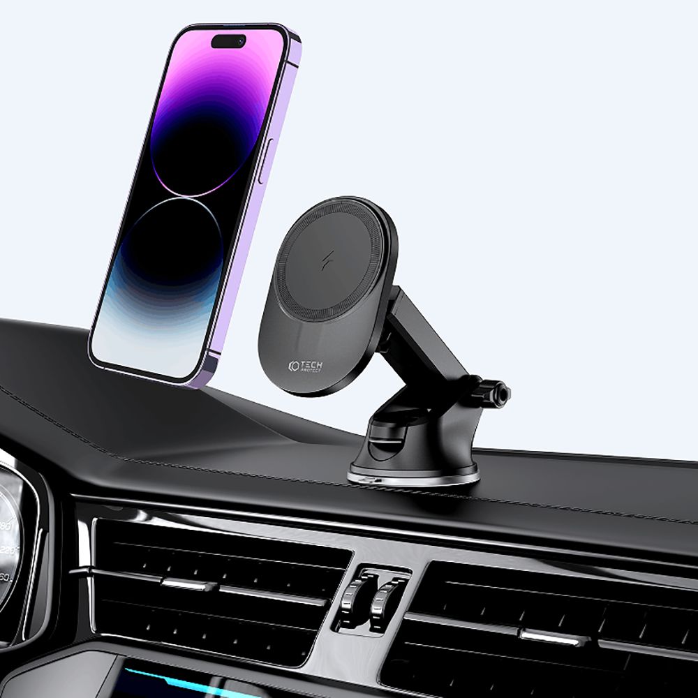 DRŽIAK TELEFÓNU DO AUTA S BEZDRÔTOVÝM NABÍJANÍM TECH-PROTECT MM15W-V1 MAGNETIC MAGSAFE DASHBOARD & VENT CAR MOUNT WIRELESS CHARGER 15W BLACK