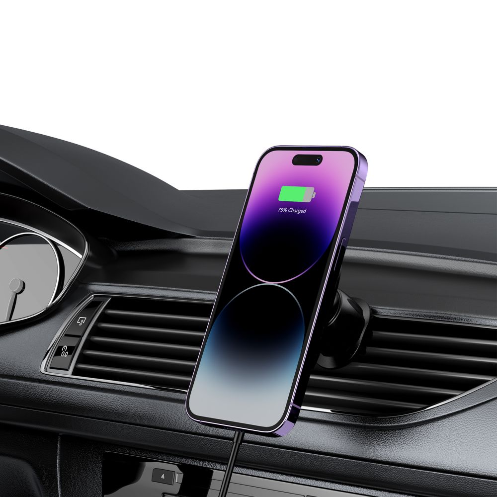 DRŽIAK TELEFÓNU DO AUTA S BEZDRÔTOVÝM NABÍJANÍM TECH-PROTECT MM15W-V1 MAGNETIC MAGSAFE VENT CAR MOUNT WIRELESS CHARGER 15W BLACK