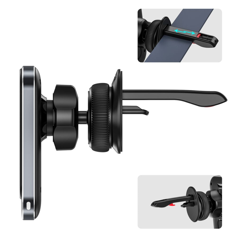 DRŽIAK TELEFÓNU DO AUTA S BEZDRÔTOVÝM NABÍJANÍM TECH-PROTECT MM15W-V2 MAGNETIC MAGSAFE VENT CAR MOUNT WIRELESS CHARGER 15W BLACK