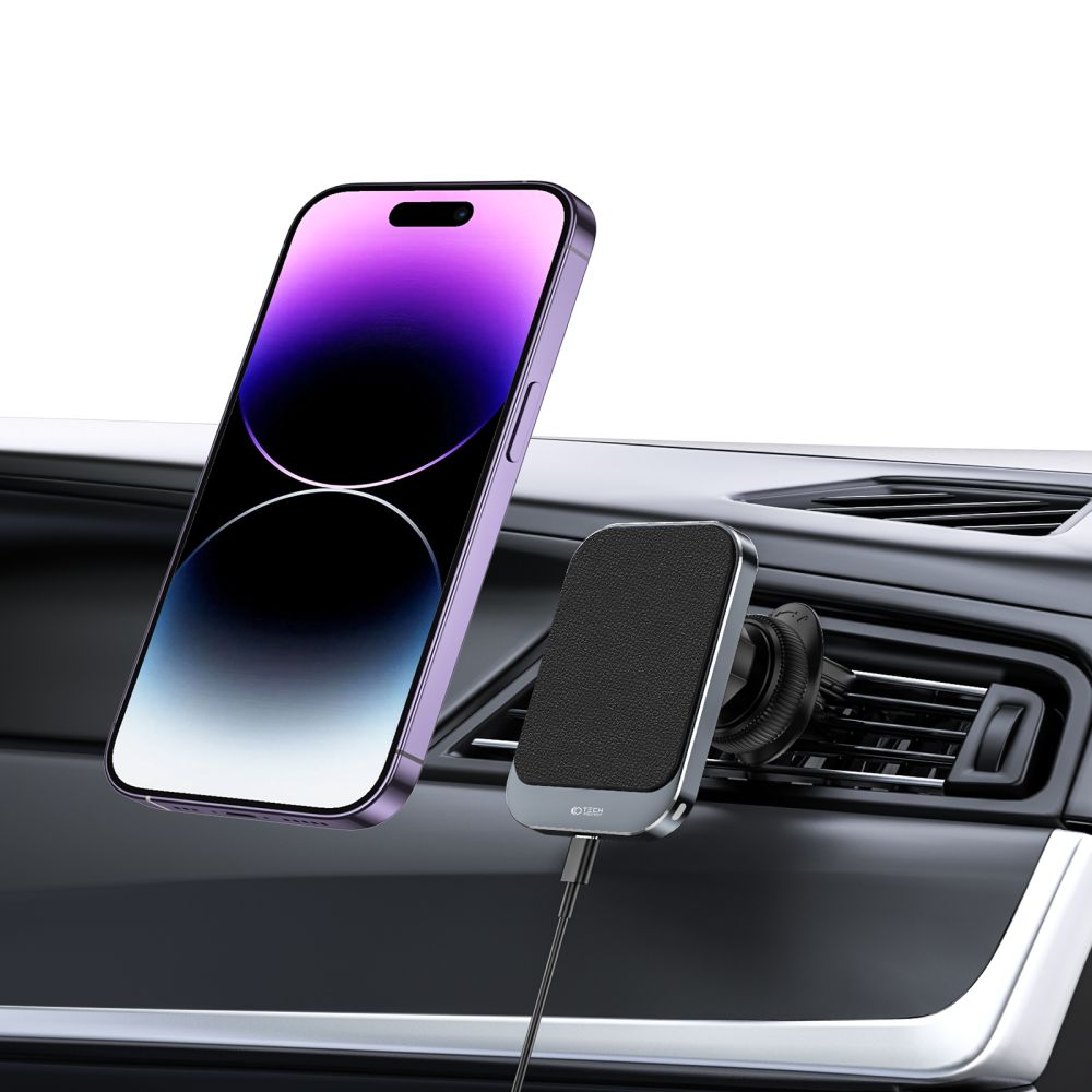 DRŽIAK TELEFÓNU DO AUTA S BEZDRÔTOVÝM NABÍJANÍM TECH-PROTECT MM15W-V2 MAGNETIC MAGSAFE VENT CAR MOUNT WIRELESS CHARGER 15W BLACK
