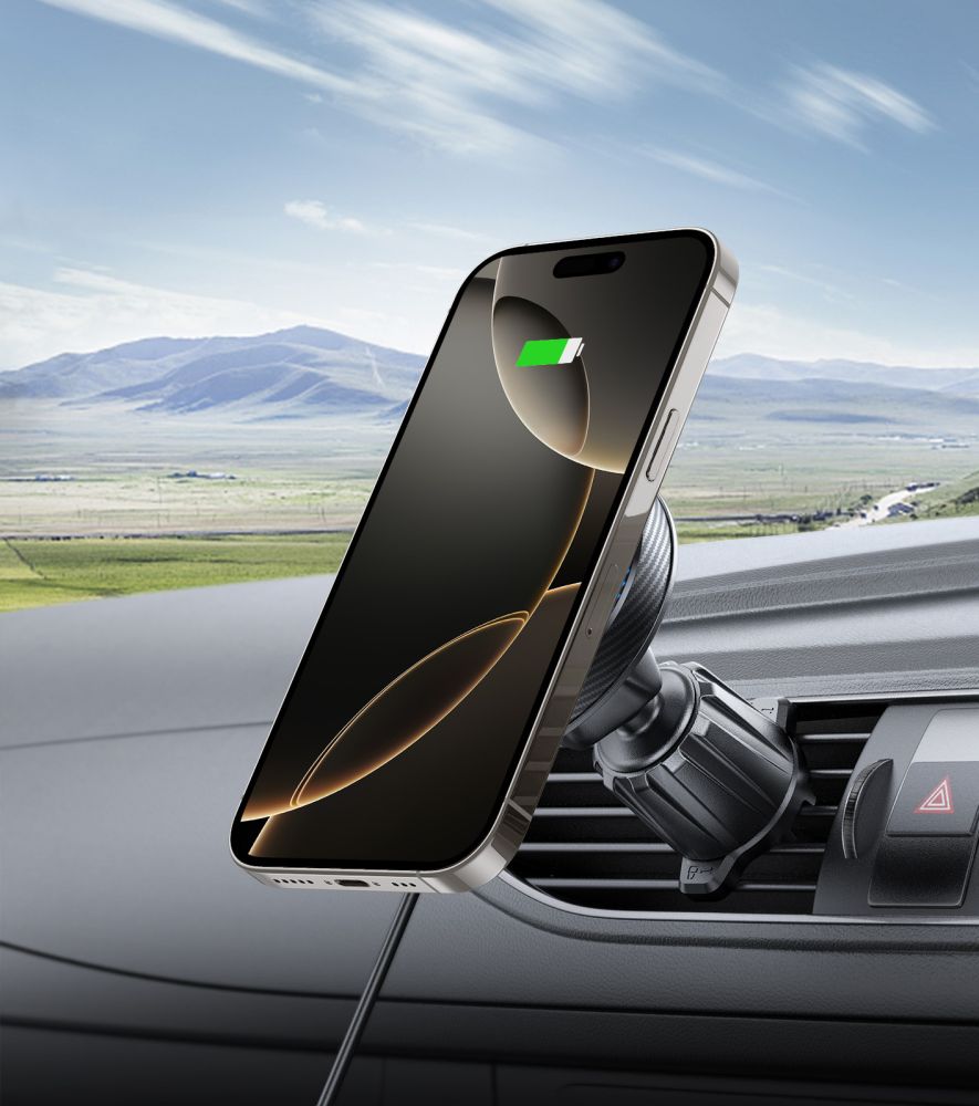 DRŽIAK TELEFÓNU DO AUTA S BEZDRÔTOVÝM NABÍJANÍM TECH-PROTECT MM15W-V4 MAGNETIC MAGSAFE DASHBOARD & VENT CAR MOUNT WIRELESS CHARGER 15W BLACK