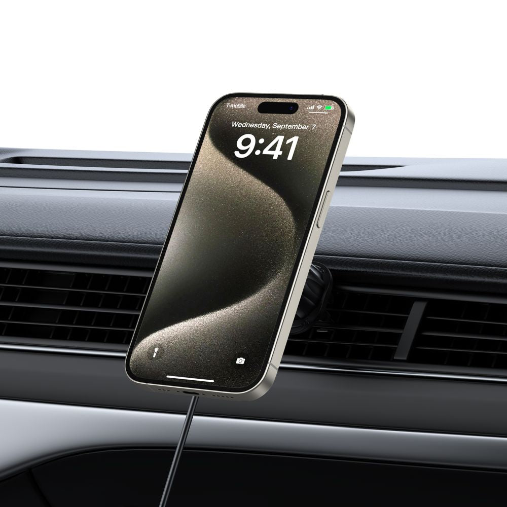 DRŽIAK TELEFÓNU DO AUTA S BEZDRÔTOVÝM NABÍJANÍM TECH-PROTECT MM15W-V5 MAGNETIC MAGSAFE DASHBOARD & VENT CAR MOUNT WIRELESS CHARGER 15W BLACK