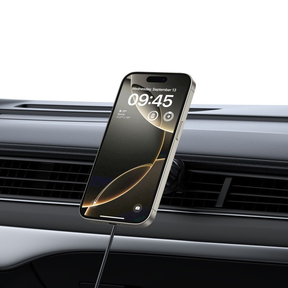 DRŽIAK TELEFÓNU DO AUTA S BEZDRÔTOVÝM NABÍJANÍM TECH-PROTECT MM15W-V5 MAGNETIC MAGSAFE DASHBOARD & VENT CAR MOUNT WIRELESS CHARGER 15W BLACK/BLACK