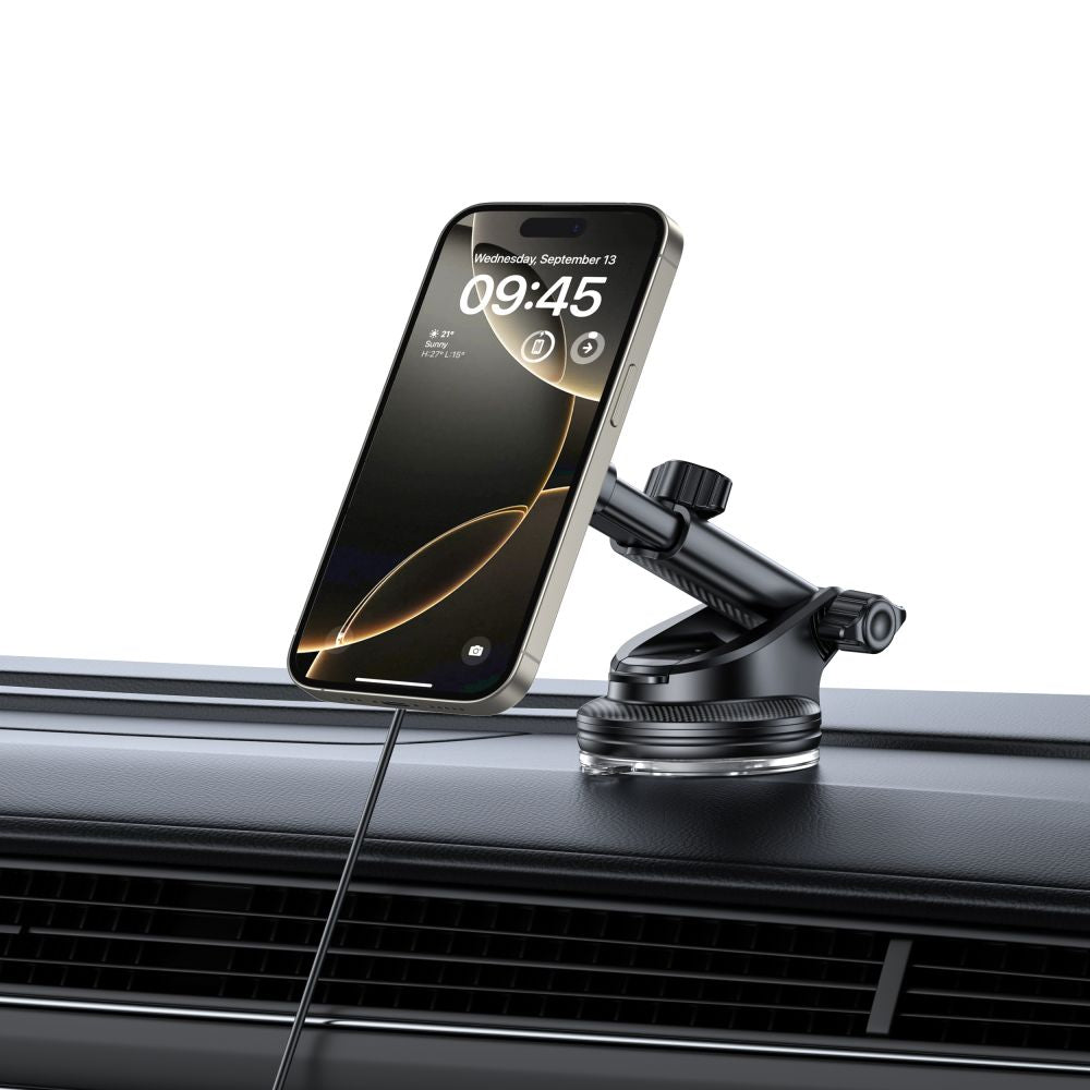 DRŽIAK TELEFÓNU DO AUTA S BEZDRÔTOVÝM NABÍJANÍM TECH-PROTECT MM15W-V5 MAGNETIC MAGSAFE DASHBOARD & VENT CAR MOUNT WIRELESS CHARGER 15W BLACK/BLACK