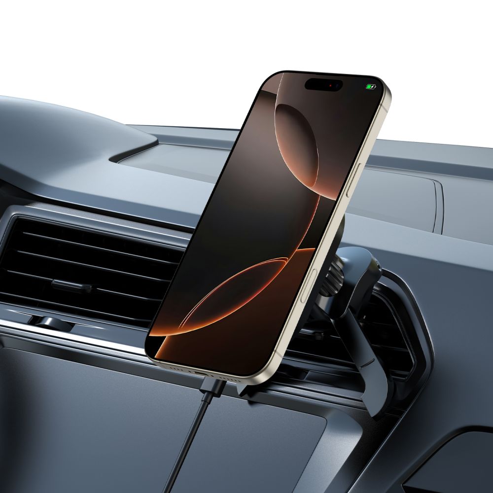DRŽIAK TELEFÓNU DO AUTA S BEZDRÔTOVÝM NABÍJANÍM TECH-PROTECT MM15W-V5 MAGNETIC MAGSAFE STABLE VENT CAR MOUNT WIRELESS CHARGER 15W BLACK/BLACK