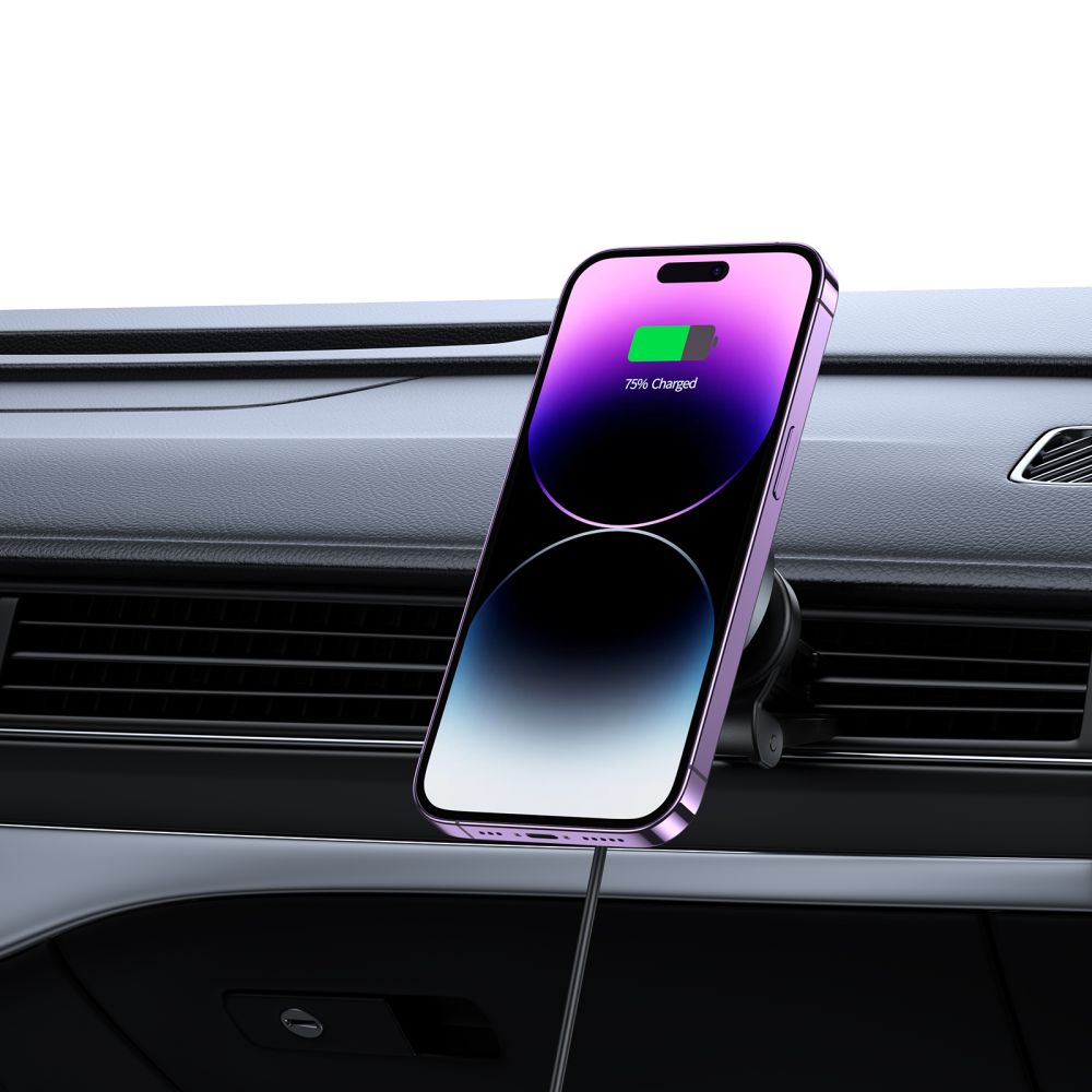 DRŽIAK TELEFÓNU DO AUTA S BEZDRÔTOVÝM NABÍJANÍM TECH-PROTECT MM15W-V5 MAGNETIC MAGSAFE VENT CAR MOUNT WIRELESS CHARGER 15W BLACK