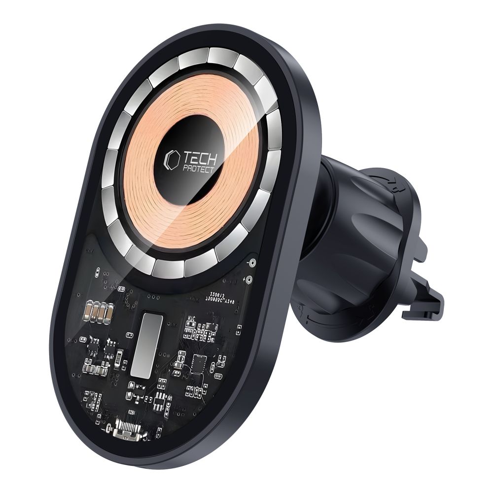 DRŽIAK TELEFÓNU DO AUTA S BEZDRÔTOVÝM NABÍJANÍM TECH-PROTECT MM15W-V6 MAGNETIC MAGSAFE DASHBOARD & VENT CAR MOUNT WIRELESS CHARGER 15W BLACK