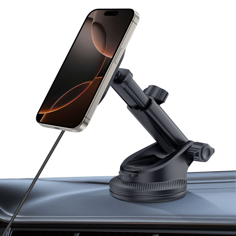 DRŽIAK TELEFÓNU DO AUTA S BEZDRÔTOVÝM NABÍJANÍM TECH-PROTECT MM15W-V6 MAGNETIC MAGSAFE DASHBOARD & VENT CAR MOUNT WIRELESS CHARGER 15W BLACK/BLACK