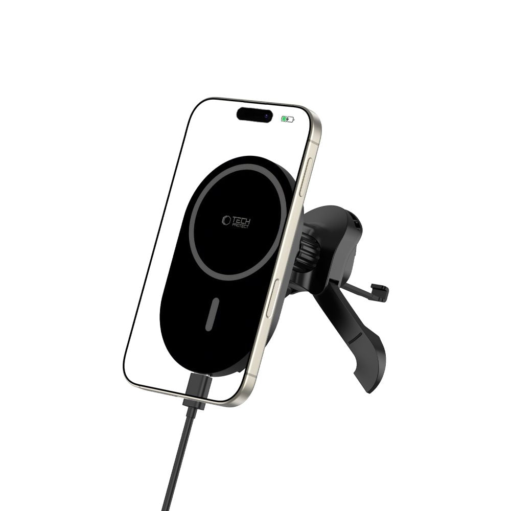 DRŽIAK TELEFÓNU DO AUTA S BEZDRÔTOVÝM NABÍJANÍM TECH-PROTECT MM15W-V6 MAGNETIC MAGSAFE STABLE VENT CAR MOUNT WIRELESS CHARGER 15W BLACK/BLACK