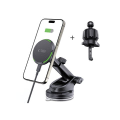 DRŽAČ TELEFONA ZA AUTO S BEZICNIM PUNJENJEM TECH-PROTECT MM15W-V6 QI2 MAGNETSKA MAGSAFE DRŽAČ NA TABLICI I VENTILACIJI S BEZICNIM PUNJENJEM 15W CRNI