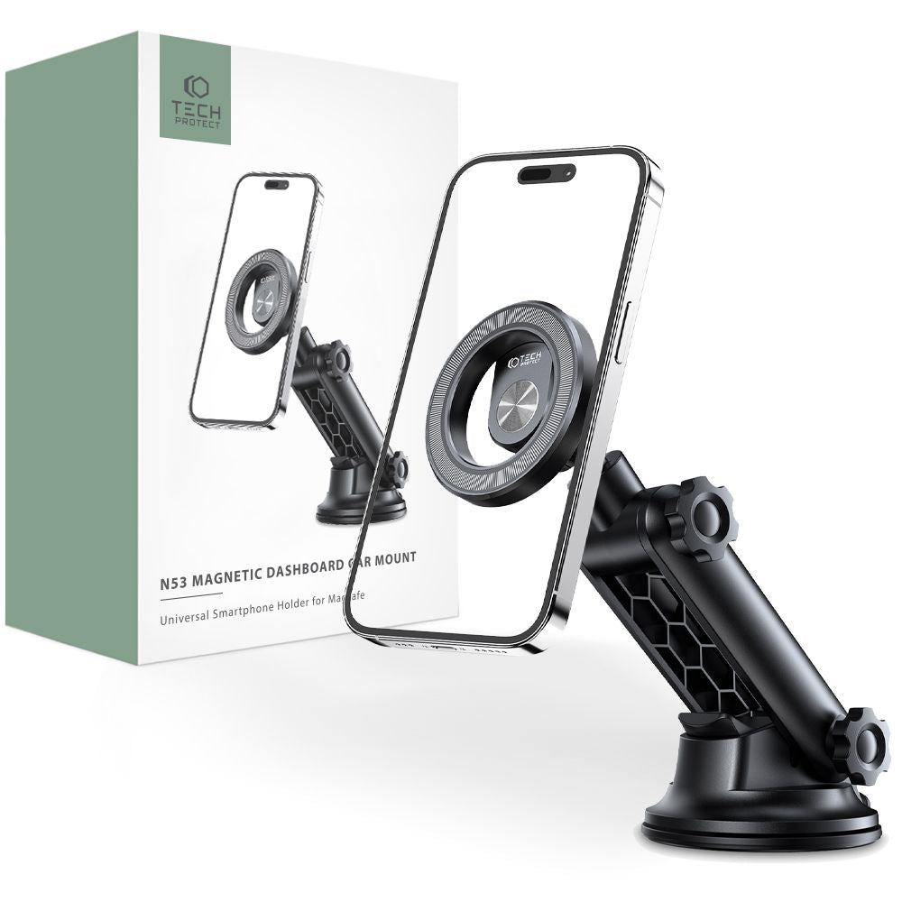 DRŽIAK / NABÍJAČKA DO AUTA  TECH-PROTECT N53 MAGNETIC MAGSAFE DASHBOARD CAR MOUNT BLACK