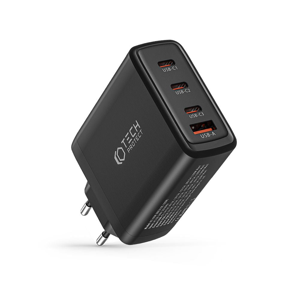 MREŽNI PUNJAČ ZA MOBILNE TELEFONE I TABLETE TECH-PROTECT NC100W-GAN 4-PORT MREŽNI PUNJAČ PD100W/QC3.0 CRNI
