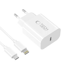 TECH-PROTECT NC20W 1-PORT MREŽNI PUNJAČ PD20W + LIGHTNING KABEL BIJELI