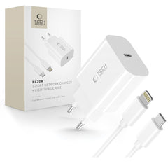 TECH-PROTECT NC20W 1-PORT MREŽNI PUNJAČ PD20W + LIGHTNING KABEL BIJELI