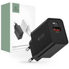 SIEŤOVÁ NABÍJAČKA NA MOBIL A TABLET TECH-PROTECT NC30W 2-PORT NETWORK CHARGER PD30W/QC3.0 BLACK