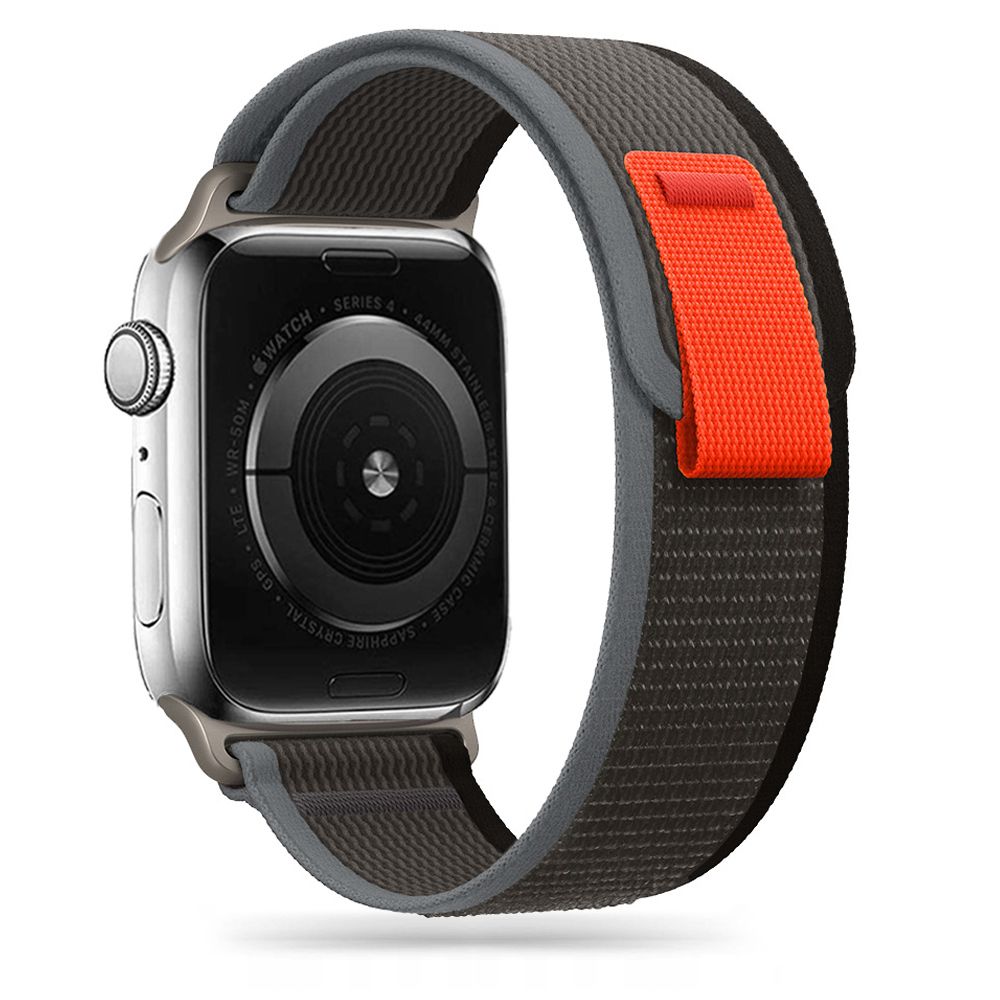 REMIENOK DOOP NYLON APPLE WATCH 4 / 5 / 6 / 7 / 8 / 9 / SE / ULTRA 1 / 2  (42 / 44 / 45 / 49 MM) BLACK/ORANGE