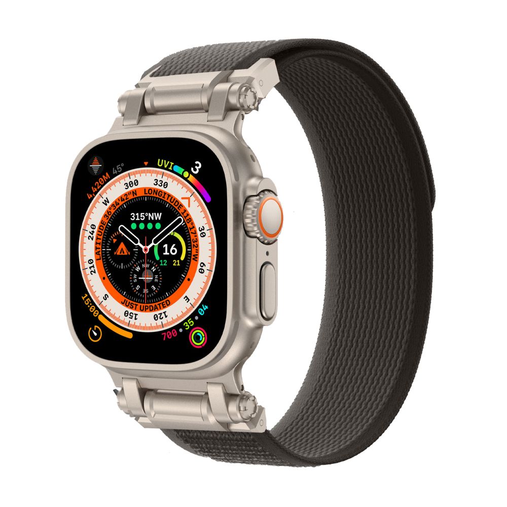REMIENOK TECH-PROTECT NYLON DELTA APPLE WATCH 4 / 5 / 6 / 7 / 8 / 9 / SE / ULTRA 1 / 2 (42 / 44 / 45 / 49 MM) BLACK/ORANGE
