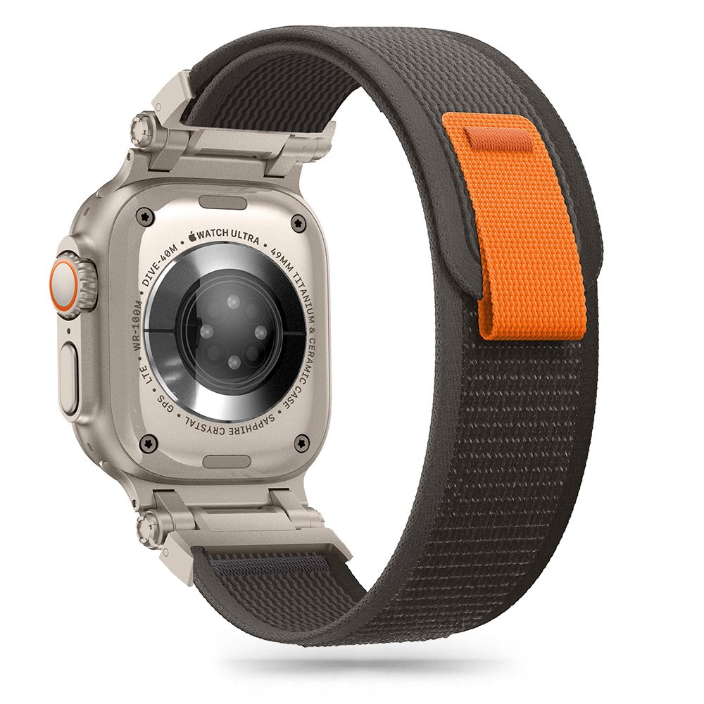 REMIENOK TECH-PROTECT NYLON DELTA APPLE WATCH 4 / 5 / 6 / 7 / 8 / 9 / SE / ULTRA 1 / 2 (42 / 44 / 45 / 49 MM) BLACK/ORANGE