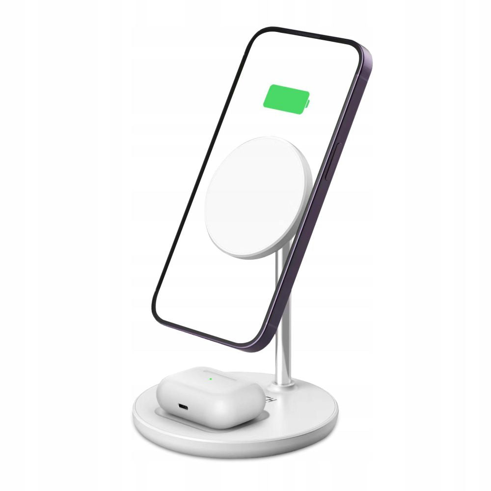 BEZDRÔTOVÁ NABÍJAČKA 2IN1 TECH-PROTECT QI15W-A21 MAGNETIC MAGSAFE WIRELESS CHARGER WHITE