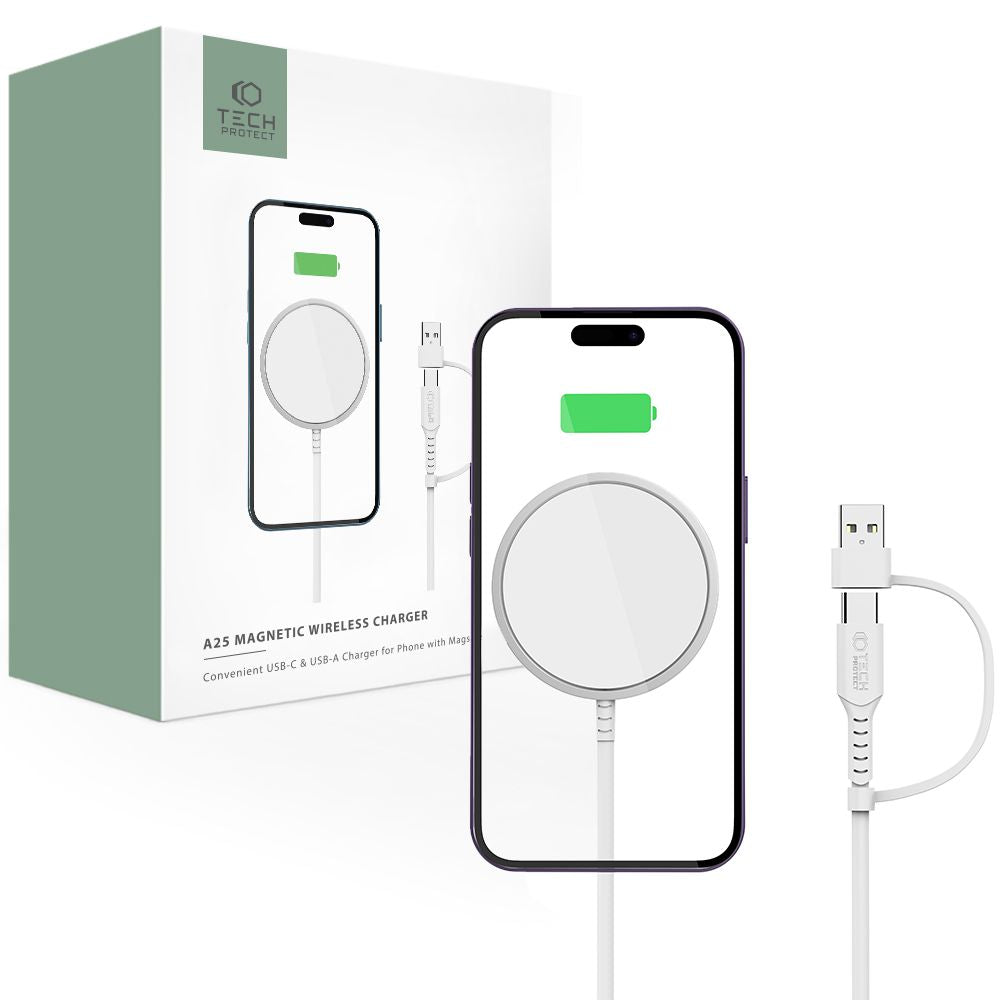 BEZVODNA  TECH-PROTECT QI15W-A25 MAGNETSKA MAGSAFE BEŽIČNA PUNJAČA BIJELA