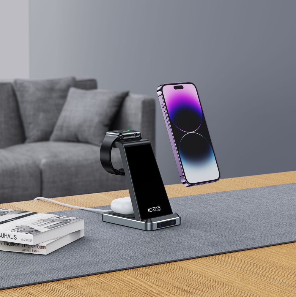 BEZDRÔTOVÁ NABÍJAČKA 3IN1 QI15W-A26 WIRELESS CHARGER BLACK