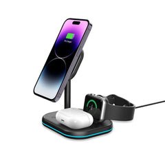 BEZVODNA  3IN1 QI15W-A27 MAGNETSKA MAGSAFE BEŽIČNA NAPAJALKA CRNA