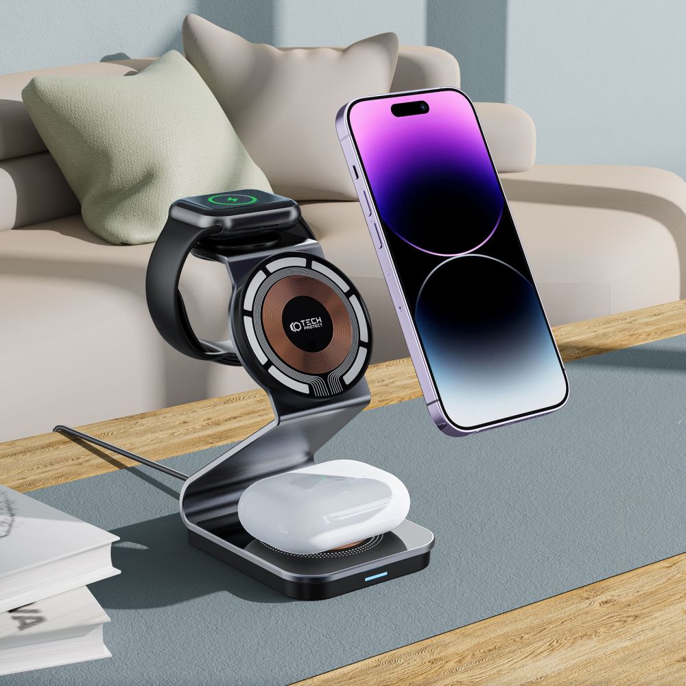 BEZDRÔTOVÁ NABÍJAČKA 3IN1 QI15W-A29 MAGNETIC MAGSAFE WIRELESS CHARGER BLACK