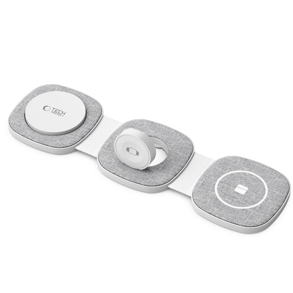 BEZDRÔTOVÁ NABÍJAČKA TECH-PROTECT QI15W-A32 3IN1 MAGNETIC MAGSAFE WIRELESS CHARGER GREY