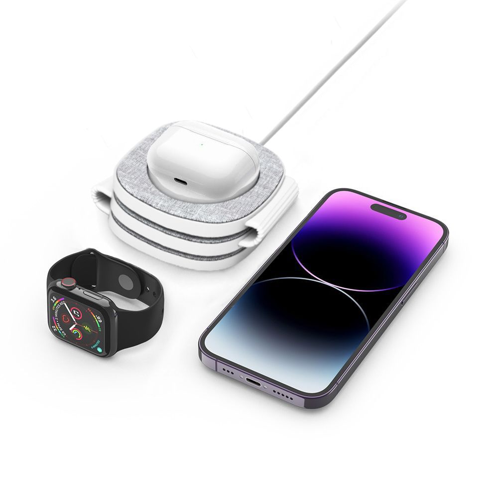 BEZDRÔTOVÁ NABÍJAČKA TECH-PROTECT QI15W-A32 3IN1 MAGNETIC MAGSAFE WIRELESS CHARGER GREY