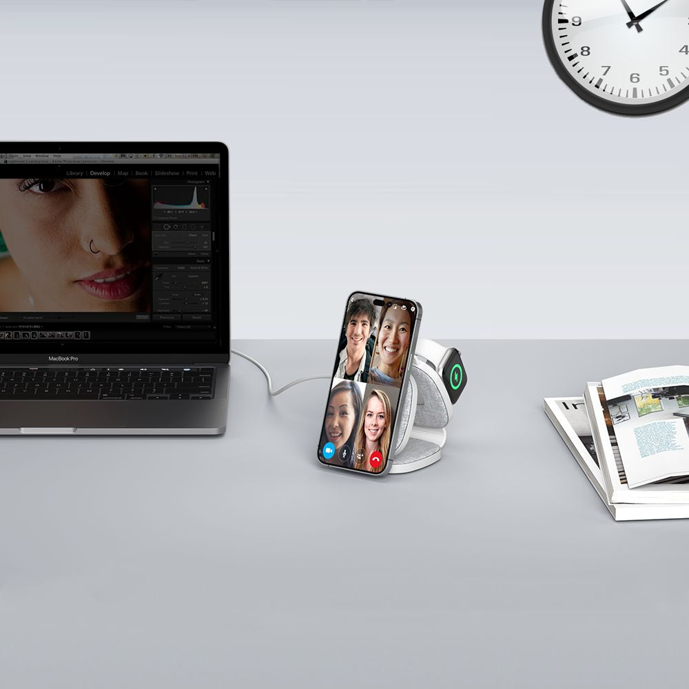 BEZDRÔTOVÁ NABÍJAČKA TECH-PROTECT QI15W-A32 3IN1 MAGNETIC MAGSAFE WIRELESS CHARGER GREY