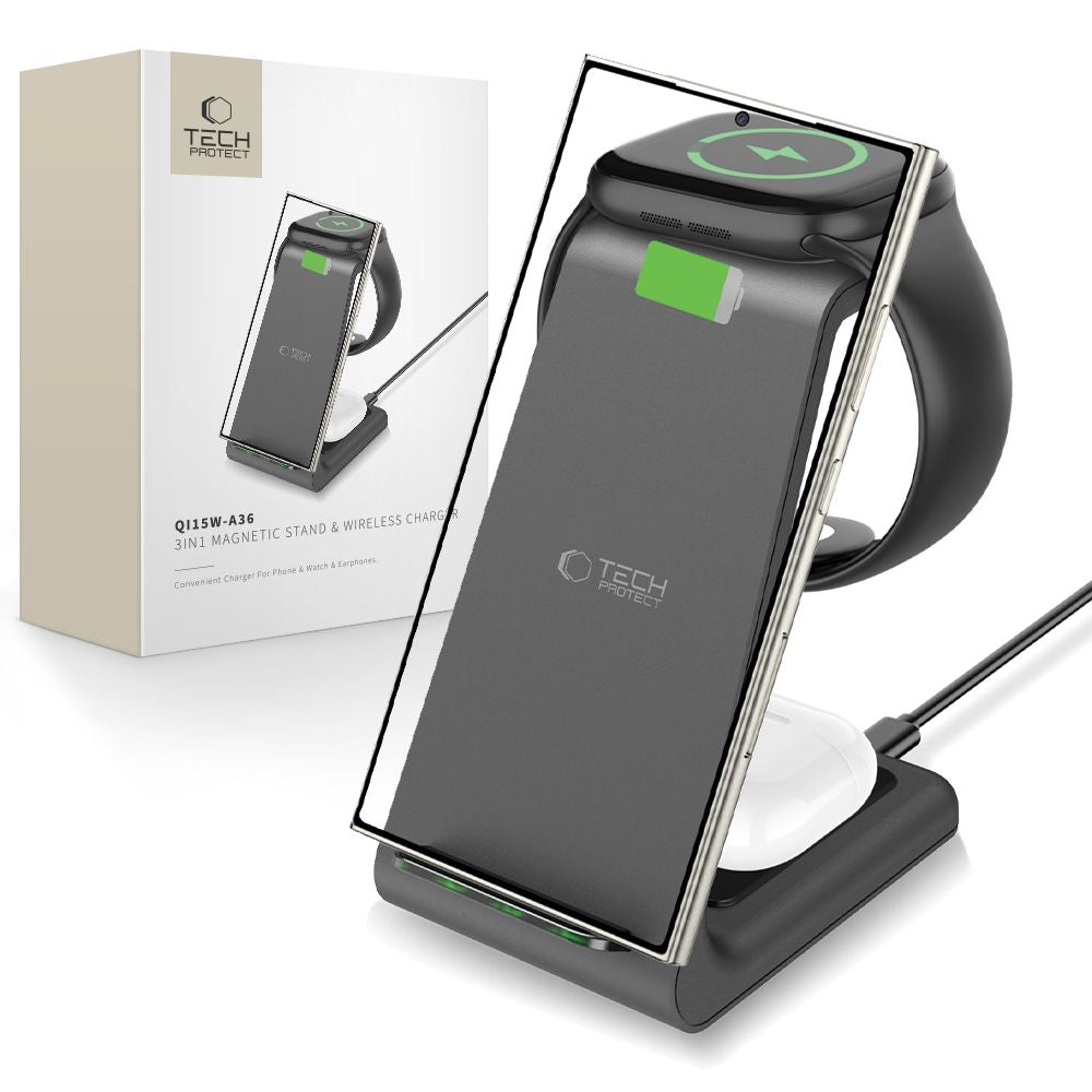 TECH-PROTECT QI15W-A36 3U1 BEŽNI PUNJAČ ZA ANDROID CRNI