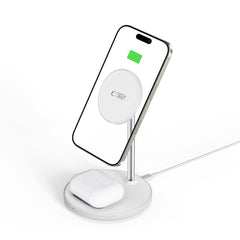 NABÍJACIA STANICA TECH-PROTECT QI15W-A39 2IN1 MAGNETIC MAGSAFE WIRELESS CHARGER WHITE