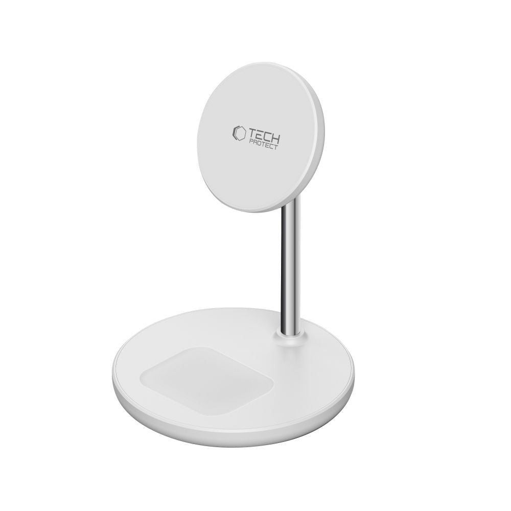 NABÍJACIA STANICA TECH-PROTECT QI15W-A39 2IN1 MAGNETIC MAGSAFE WIRELESS CHARGER WHITE