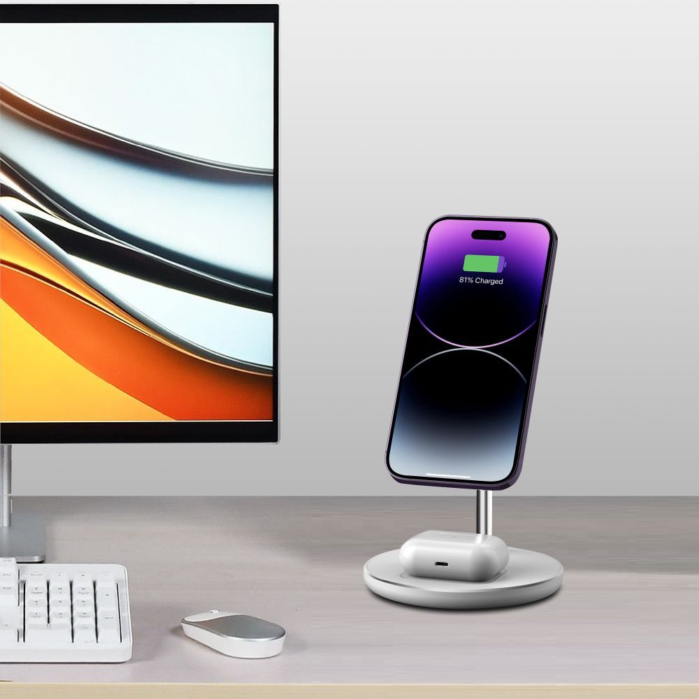 NABÍJACIA STANICA TECH-PROTECT QI15W-A39 2IN1 MAGNETIC MAGSAFE WIRELESS CHARGER WHITE