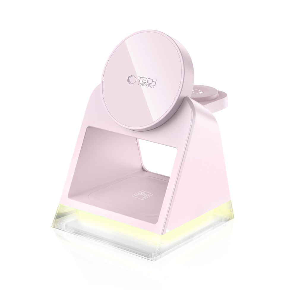 NABÍJACIA STANICA TECH-PROTECT QI15W-A43 3IN1 MAGNETIC MAGSAFE WIRELESS CHARGER BABY PINK