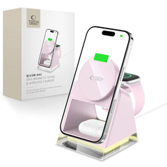 NABÍJACIA STANICA TECH-PROTECT QI15W-A43 3IN1 MAGNETIC MAGSAFE WIRELESS CHARGER BABY PINK