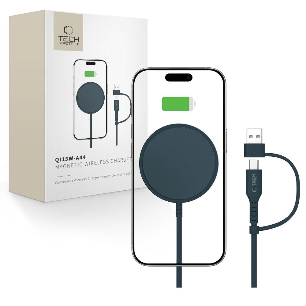 BEZDRÔTOVÁ NABÍJAČKA TECH-PROTECT QI15W-A44 MAGNETIC MAGSAFE WIRELESS CHARGER NAVY BLUE
