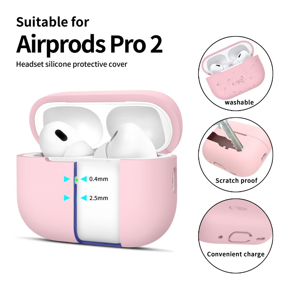 PUZDRO TECH-PROTECT SILICONE APPLE AIRPODS PRO 1 / 2 DUSTY PINK