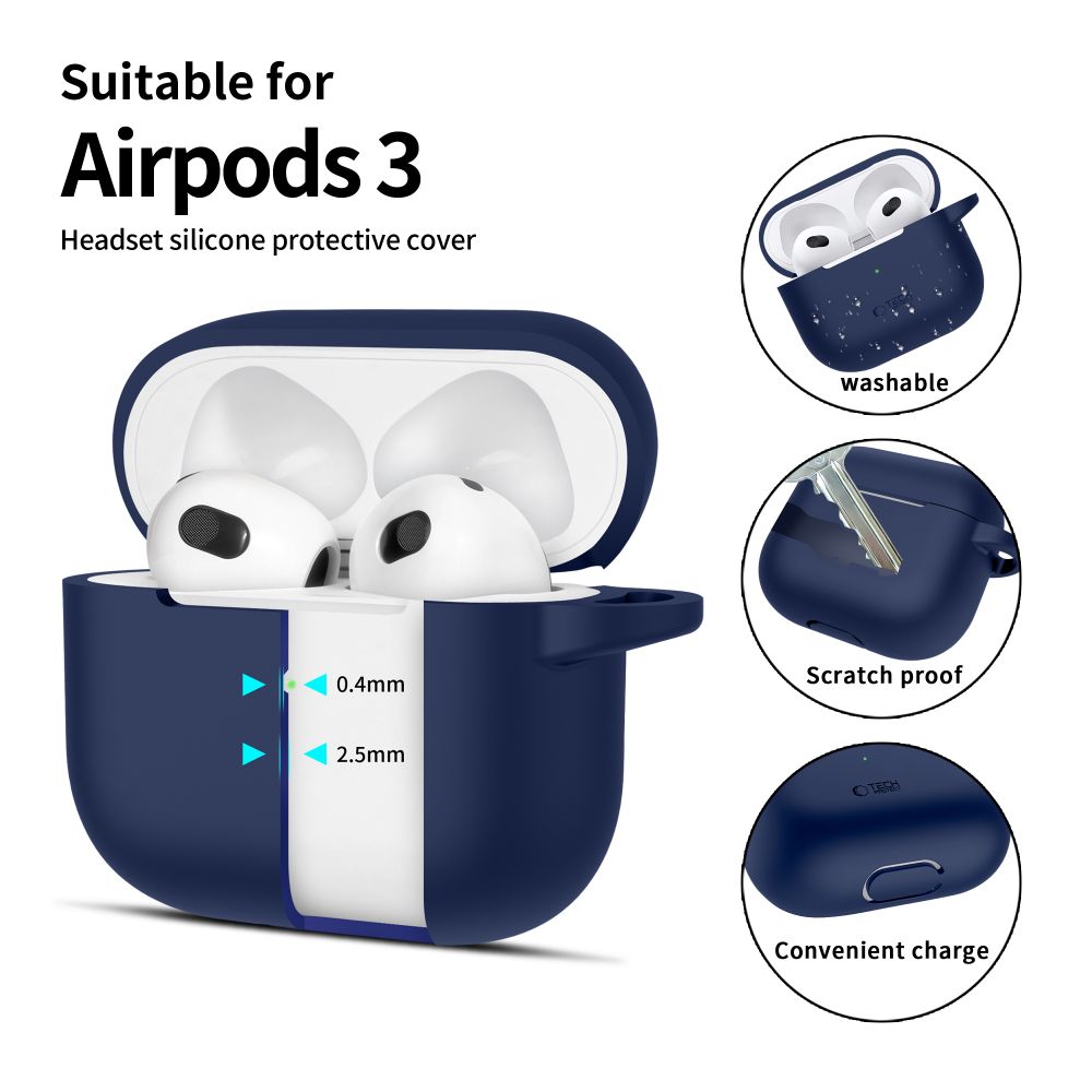 KRYT TECH-PROTECT SILICONE HOOK APPLE AIRPODS 3 NAVY BLUE