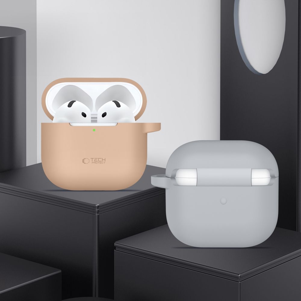 PUZDRO TECH-PROTECT SILICONE HOOK APPLE AIRPODS 4 CAFFE LATTE