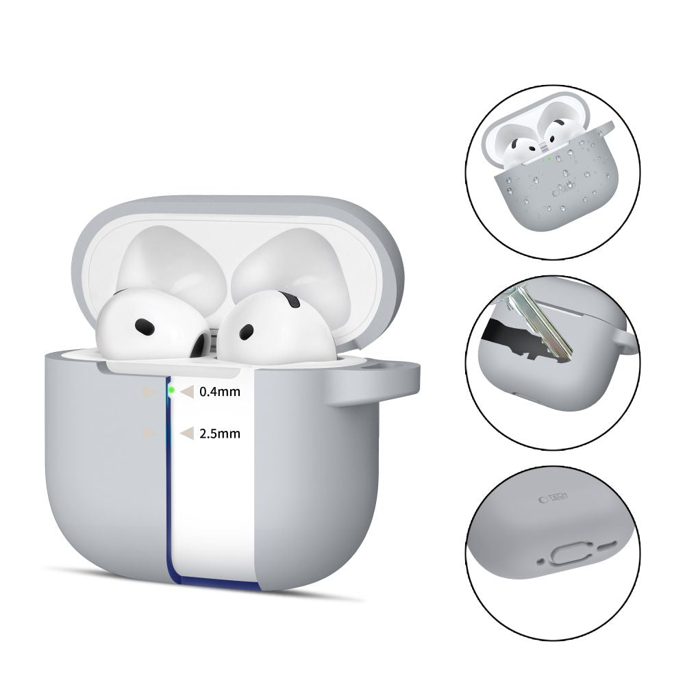 PUZDRO TECH-PROTECT SILICONE HOOK APPLE AIRPODS 4 CRAYON GREY