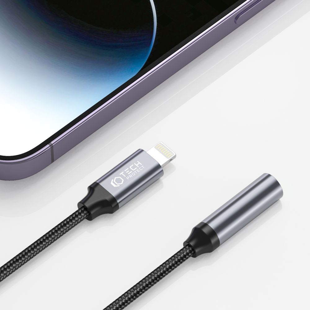KABEL TECH-PROTECT ULTRABOOST ADAPTER LIGHTNING NA MINI JACK 3.5MM CRNI
