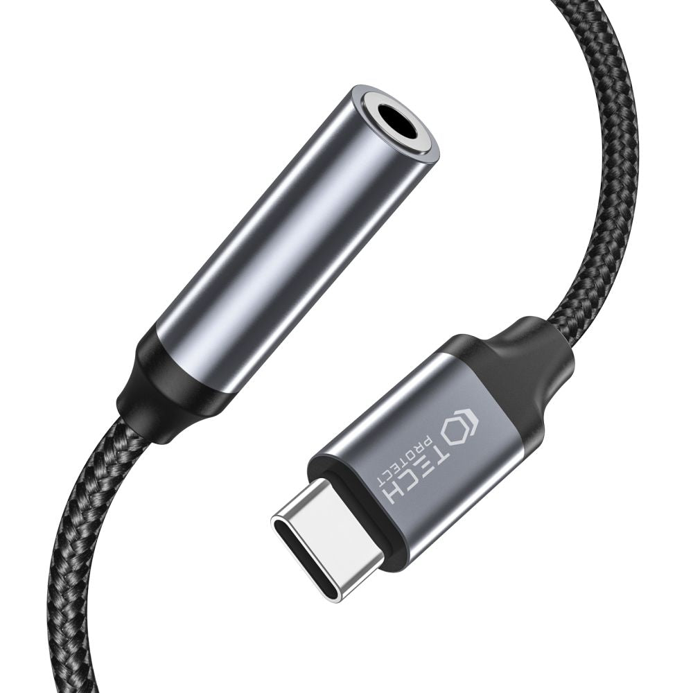 KABEL TECH-PROTECT ULTRABOOST ADAPTER TYPE-C NA MINI JACK 3.5MM CRNI