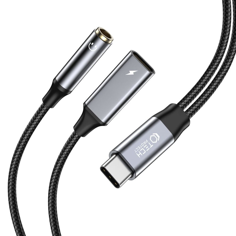 KABEL TECH-PROTECT ULTRABOOST ADAPTER TIP-C NA MINI JACK 3.5MM & TIP-C CRNI