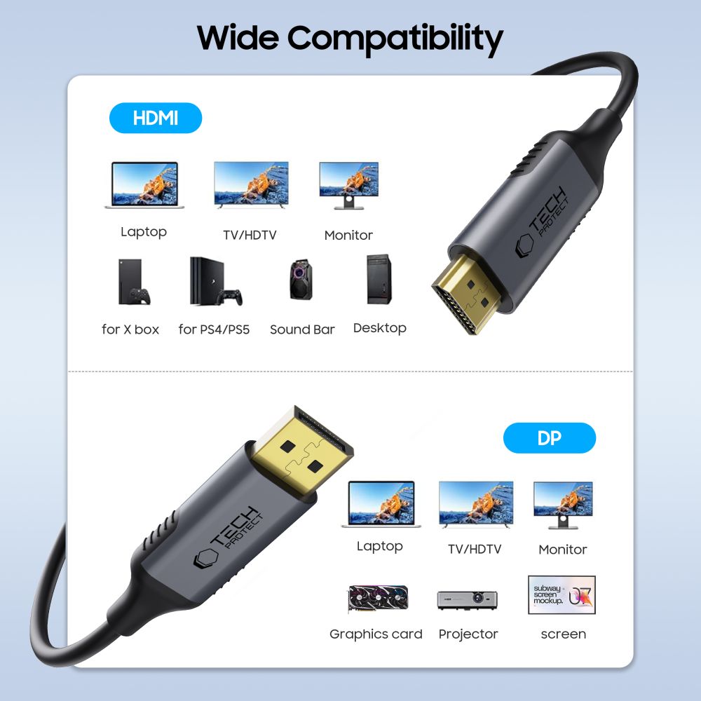 TECH-PROTECT ULTRABOOST KABEL DISPLAYPORT DO HDMI 2.0 4K 60HZ 200CM CRNA