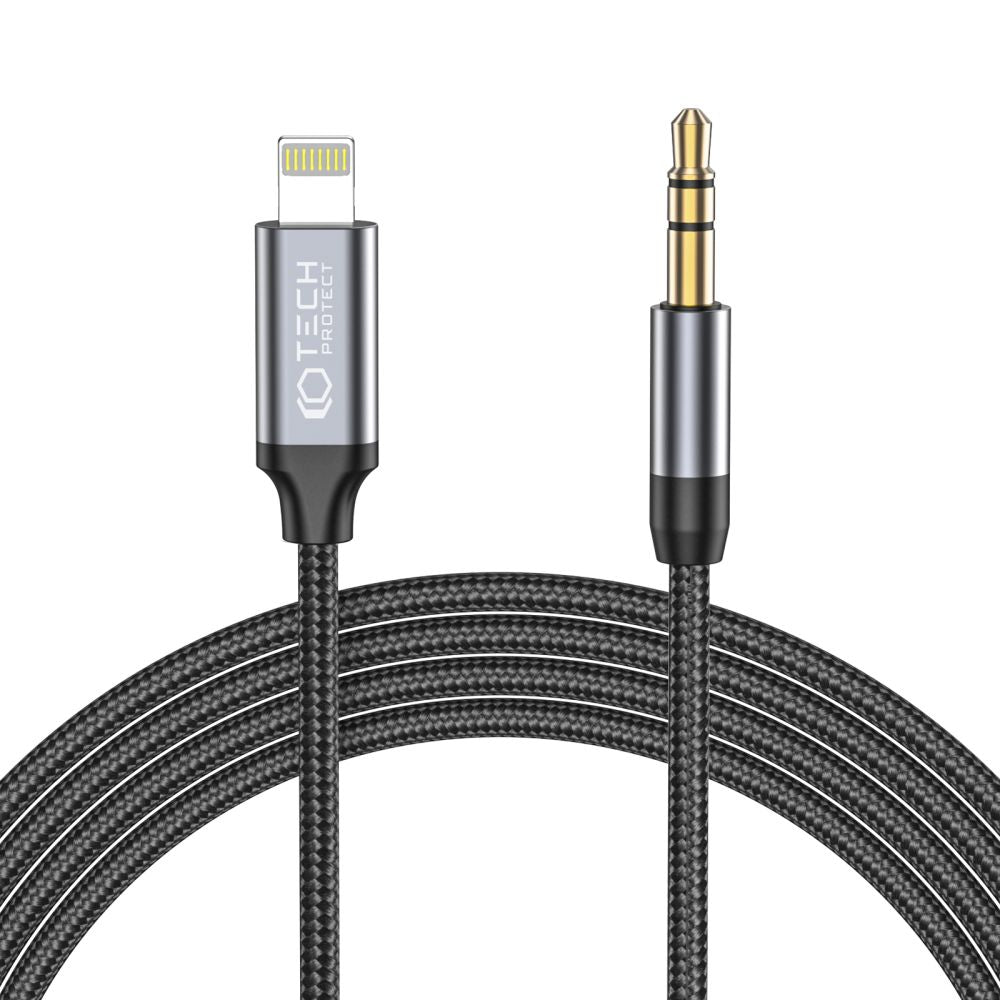 KABEL TECH-PROTECT ULTRABOOST LIGHTNING TO AUX MINI JACK 3.5MM KABEL 100CM CRNI