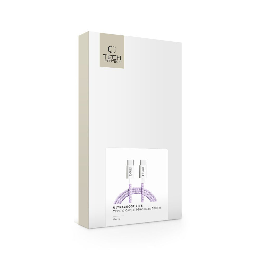 TECH-PROTECT ULTRABOOST LITE TYPE-C KABEL PD60W/3A 200CM MAUVE